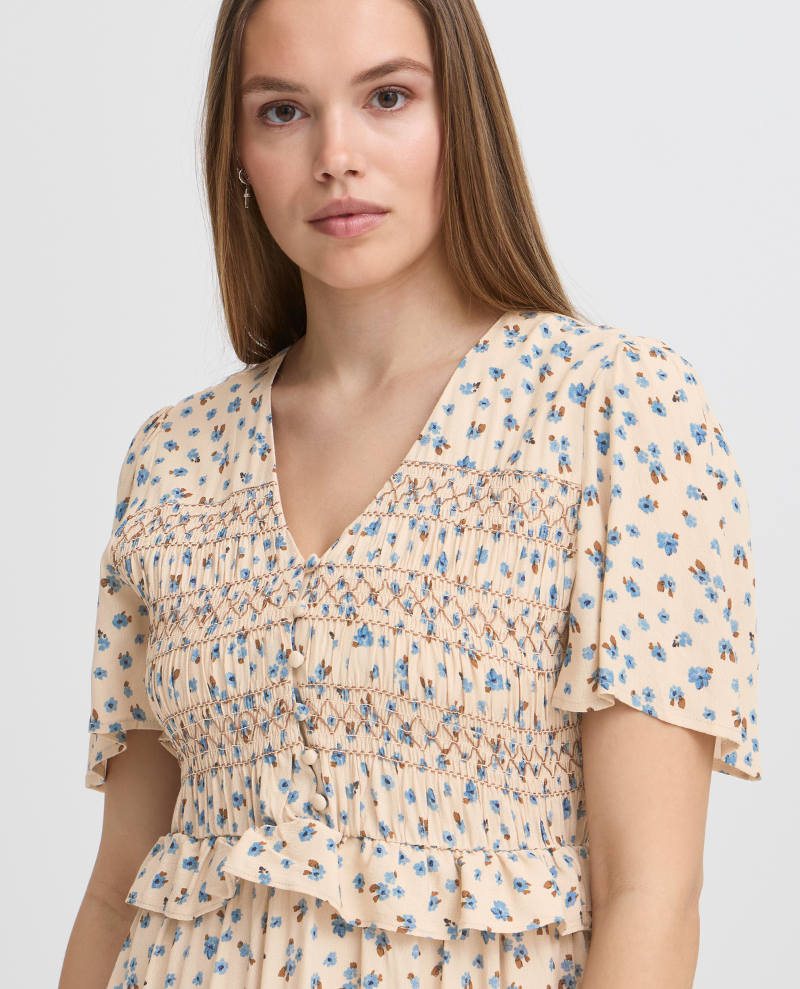 Atelier Reve Feline Blue Floral Midi Dress