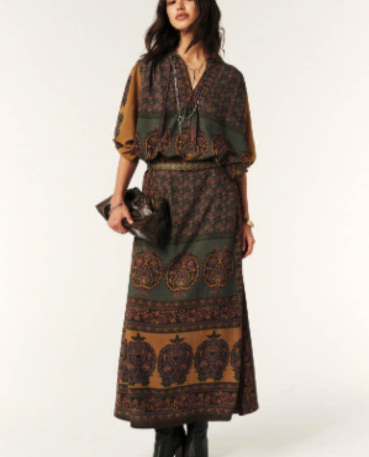 Ba&sh Bayro Chocolate Printed Maxi Skirt
