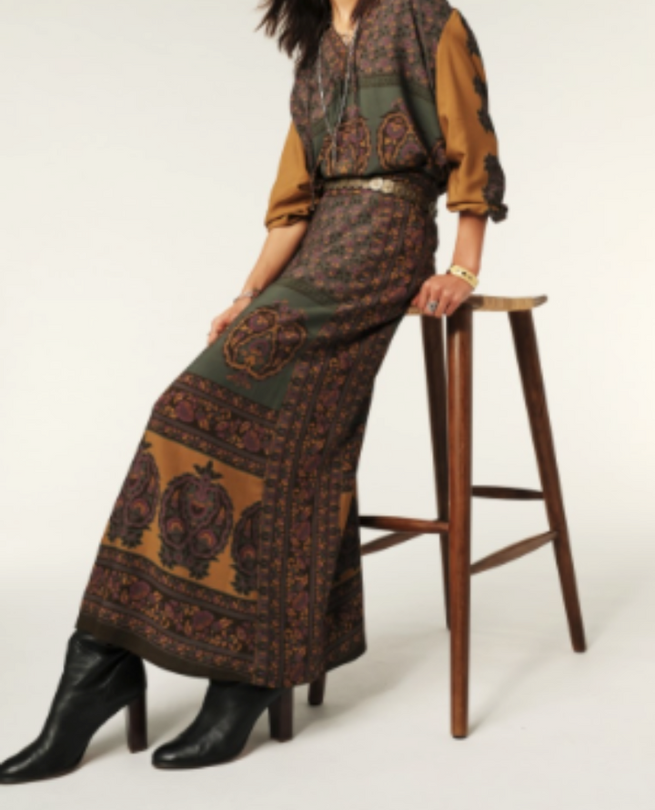 Ba&sh Bayro Chocolate Printed Maxi Skirt