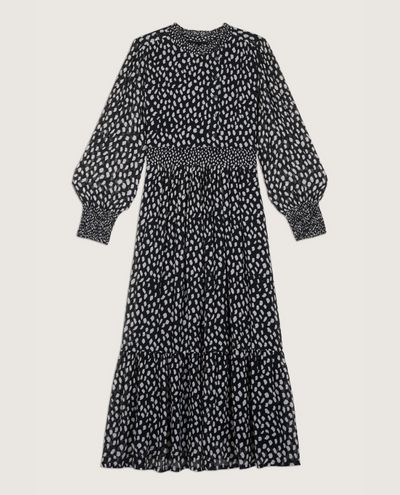 Ba&sh Bianca Black Spotty Midi Dress