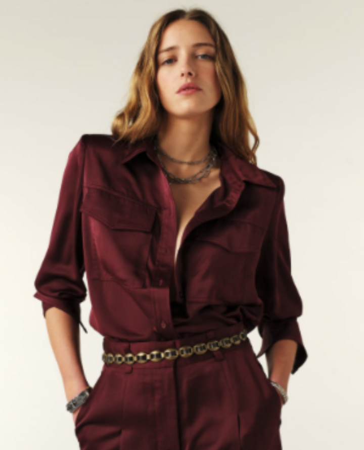 Ba&sh Canoli Prune Silky Shirt