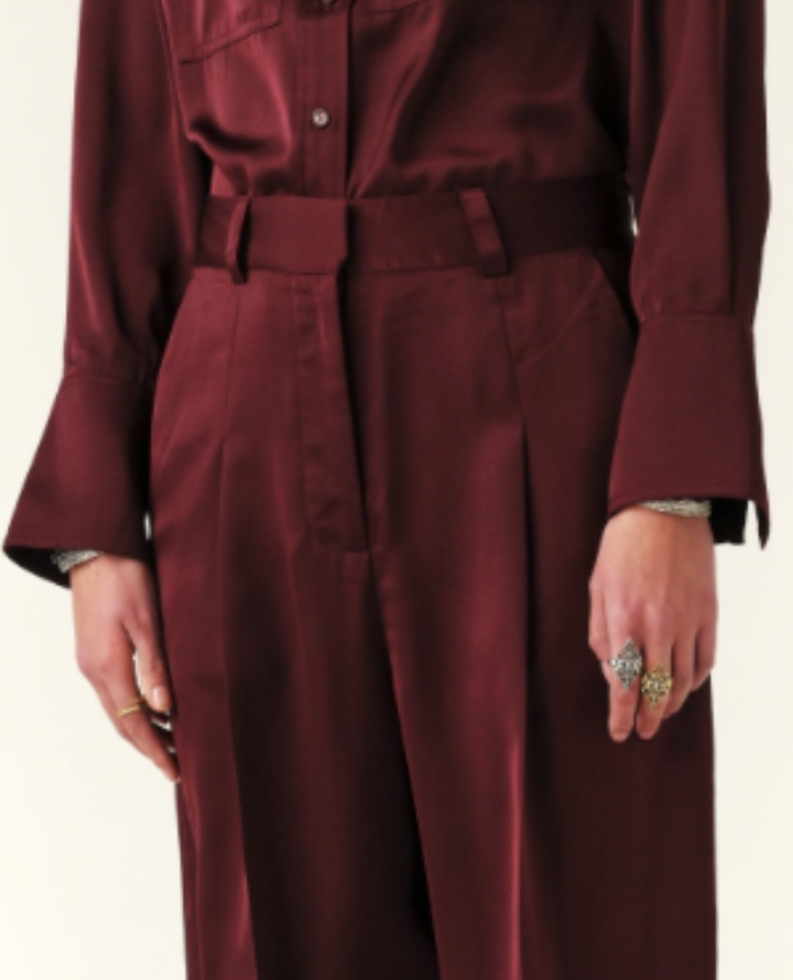 Ba&sh Charly Prune Silky Trousers