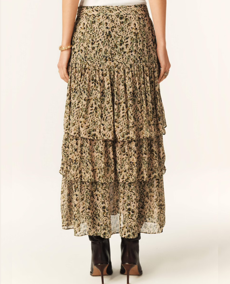 Ba&sh Coccie Ecru Print Midi Skirt