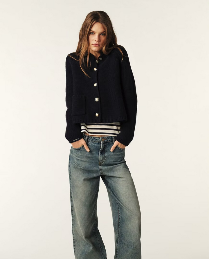 Ba&sh Gabriel Navy Blue Cradigan