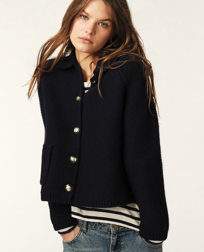 Ba&sh Gabriel Navy Blue Cradigan