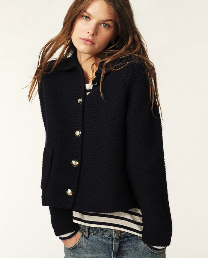 Ba&sh Gabriel Navy Blue Cradigan