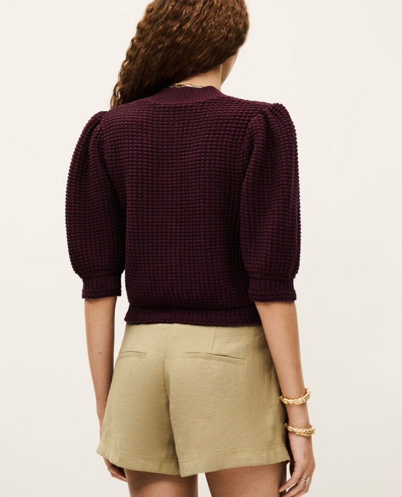 Ba&sh Garance Prune Red Cardigan