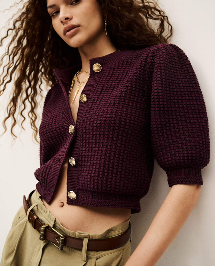 Ba&sh Garance Prune Red Cardigan