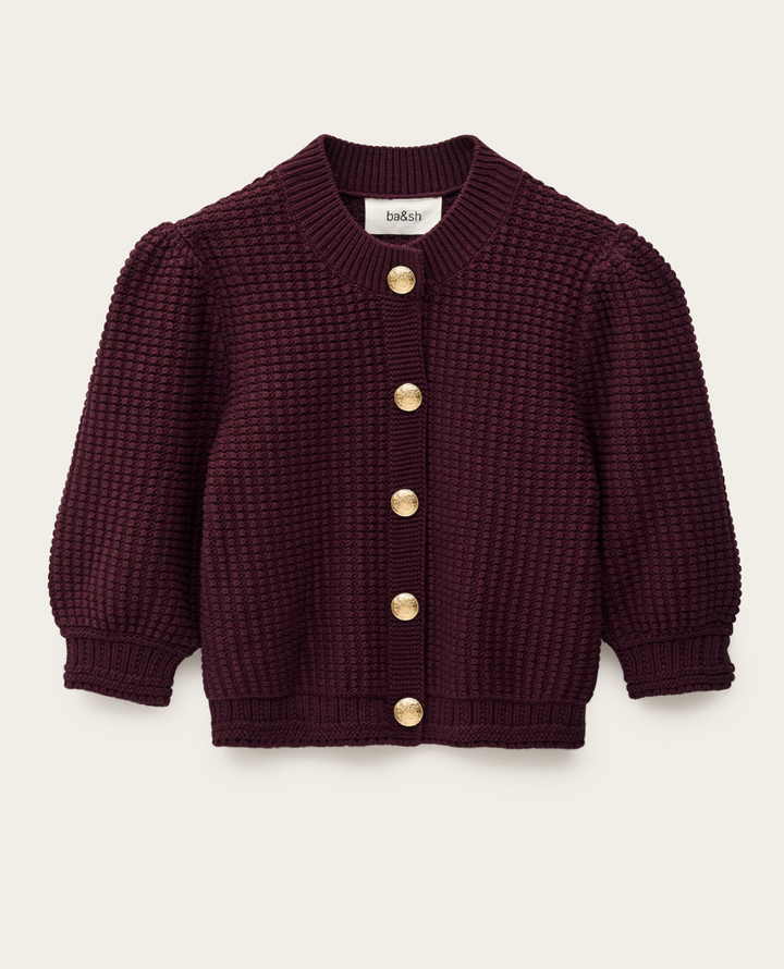Ba&sh Garance Prune Red Cardigan