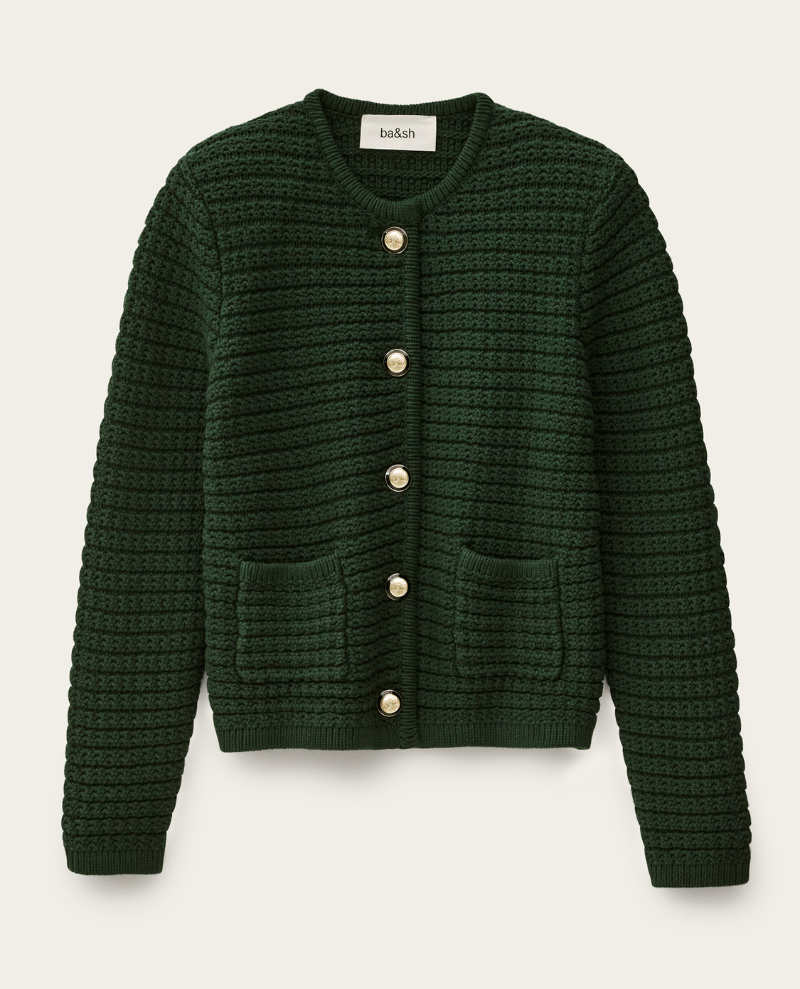 Ba&sh Gaspard Bottle Green Cardigan