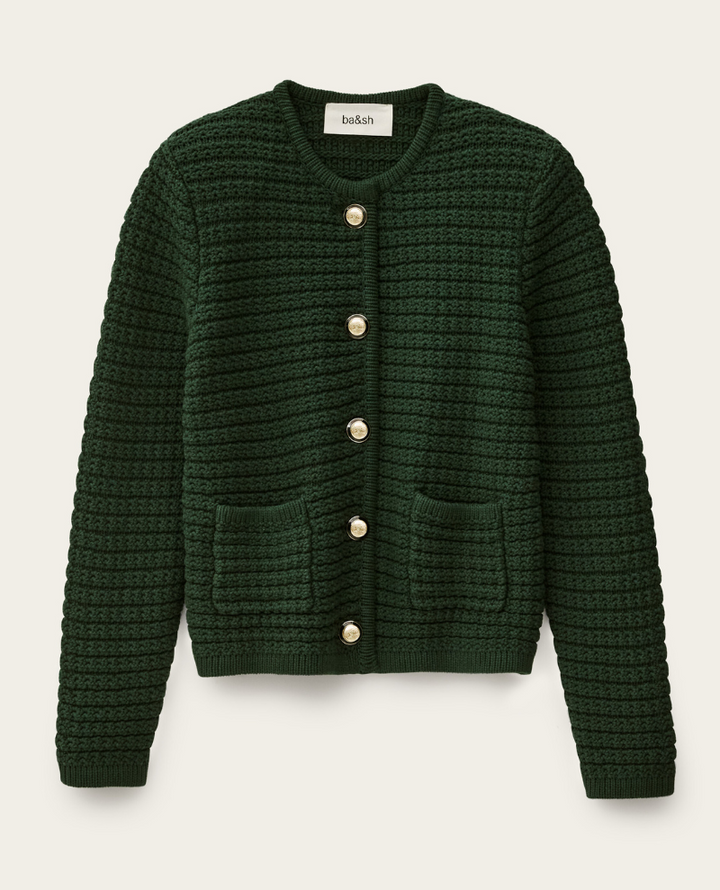 Ba&sh Gaspard Bottle Green Cardigan