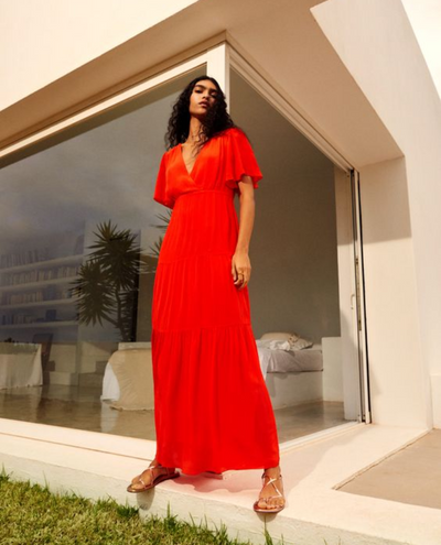 Ba&sh Natalia Orange Maxi Dress
