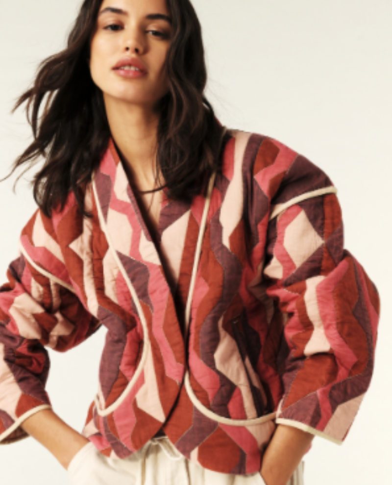 Ba&sh Trincy Bordeaux Patchwork Jacket