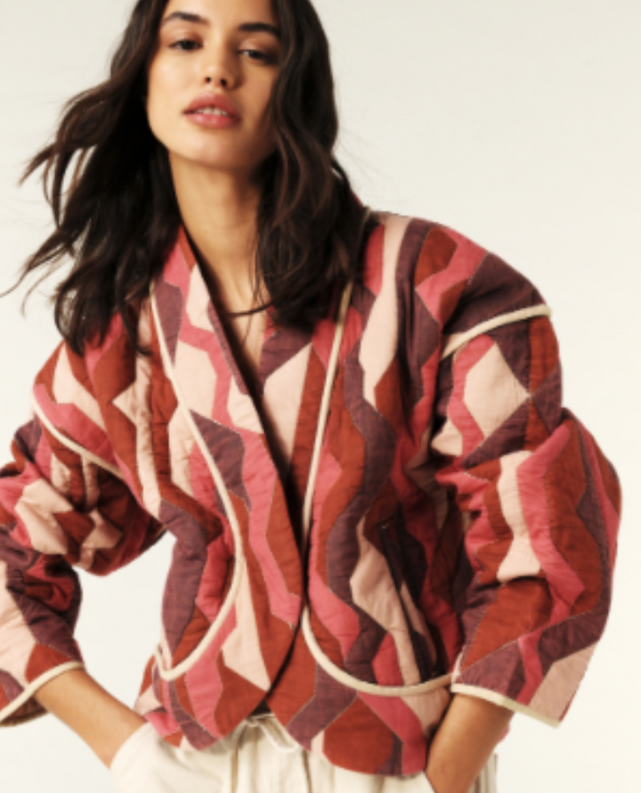 Ba&sh Trincy Bordeaux Patchwork Jacket