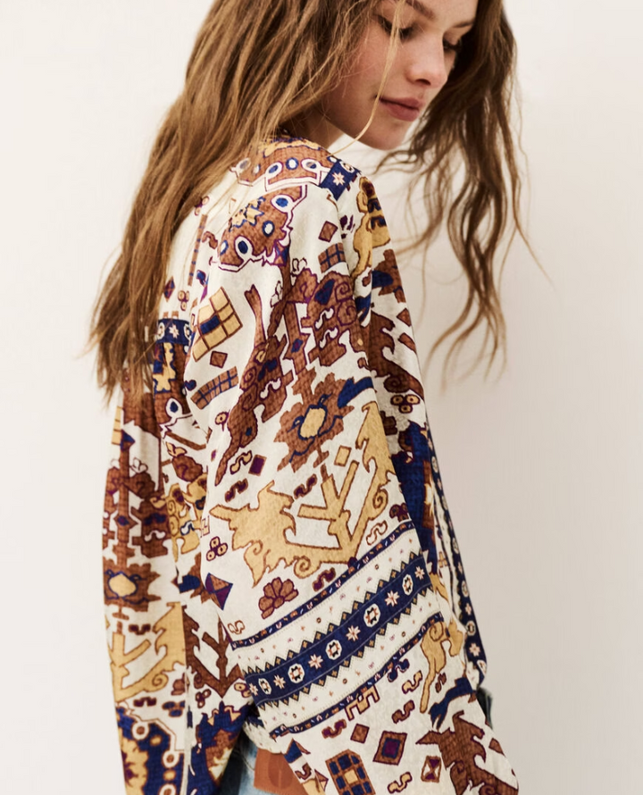 Ba&sh Verone Cream Rust Print Blouse