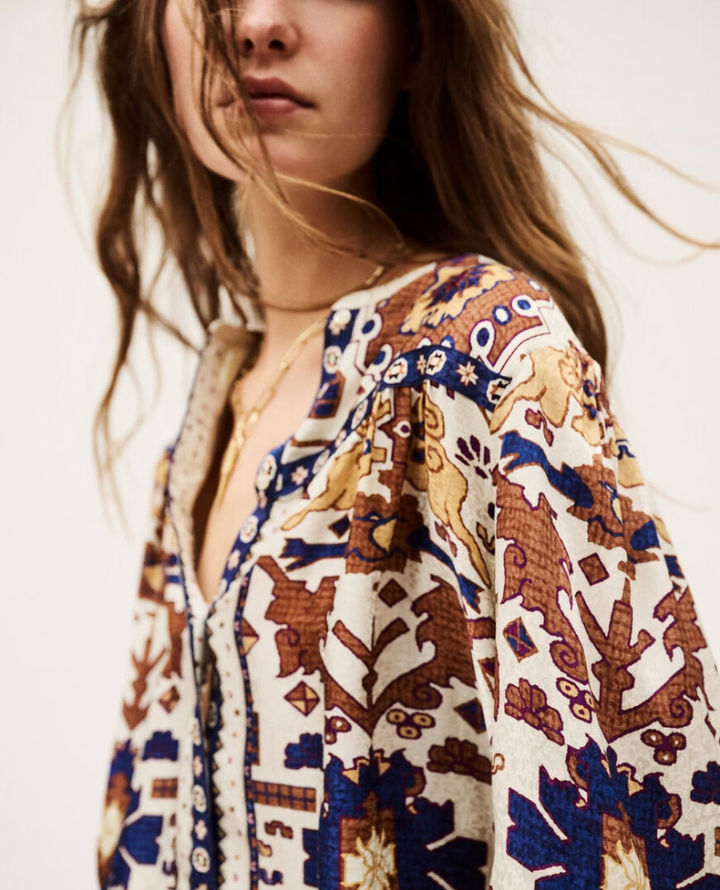 Ba&sh Verone Cream Rust Print Blouse