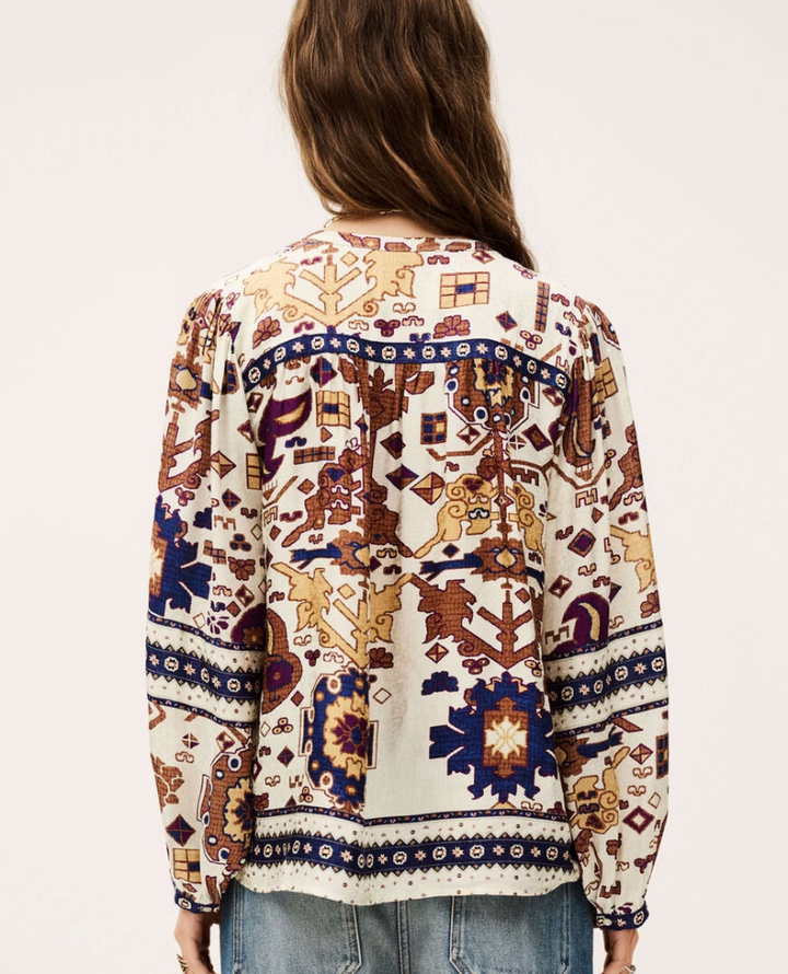 Ba&sh Verone Cream Rust Print Blouse