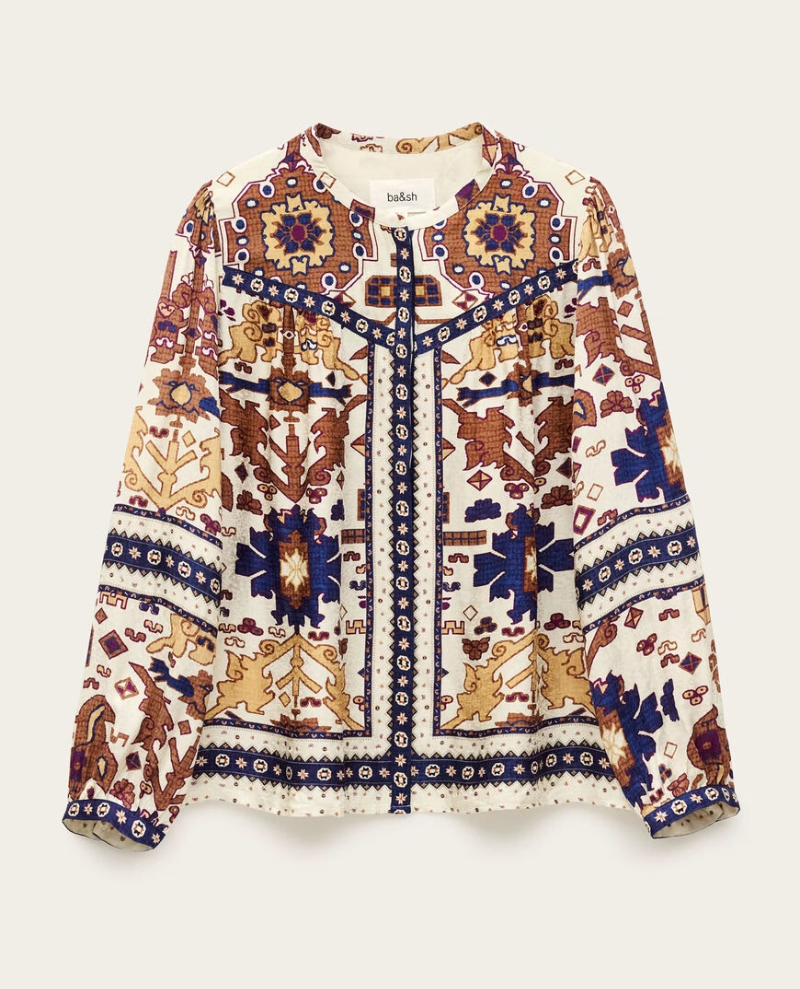 Ba&sh Verone Cream Rust Print Blouse