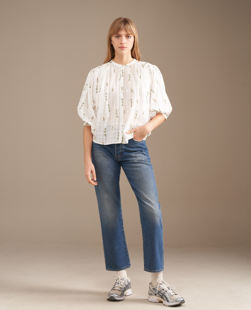 Bellerose Ink White Leaf Print Blouse