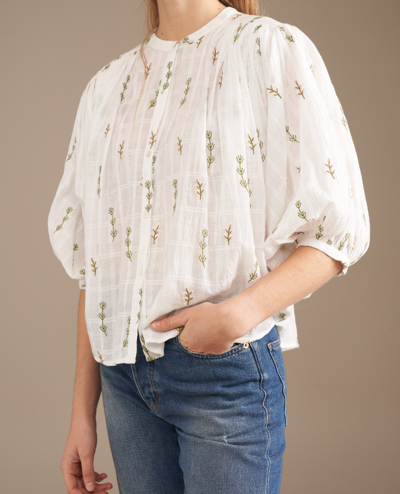 Bellerose Ink White Leaf Print Blouse