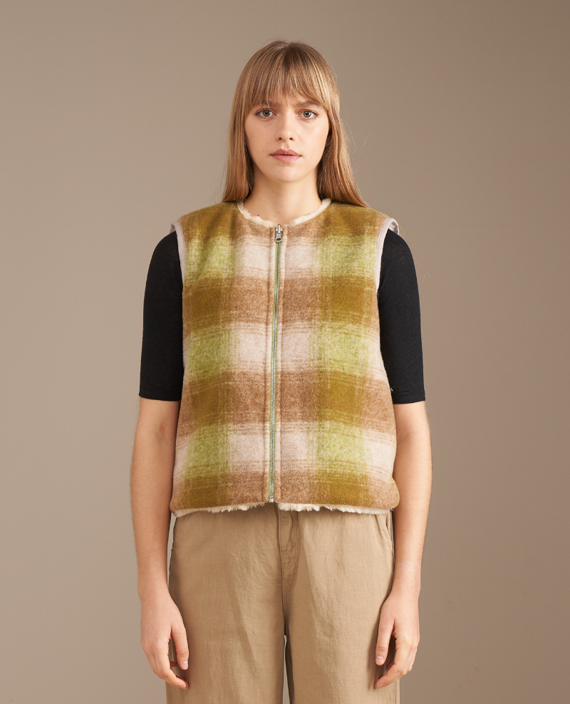 Bellerose Less Check Brown Reversible Gilet