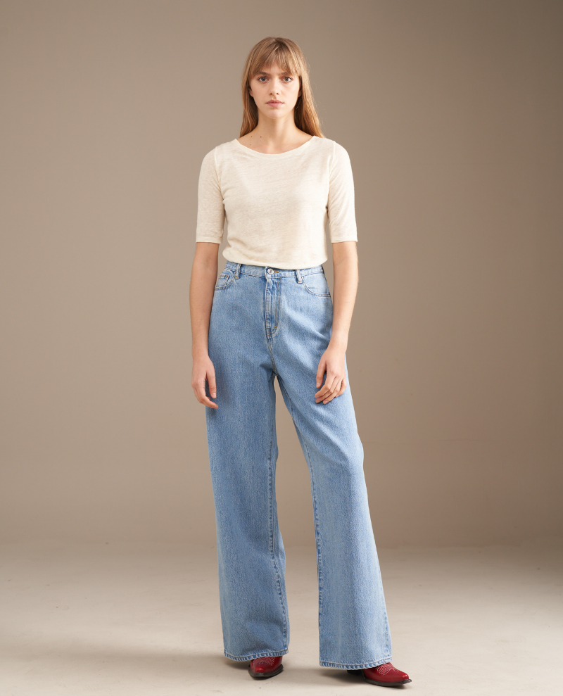 Bellerose Parthe Blue Bleach Wide Leg Jeans