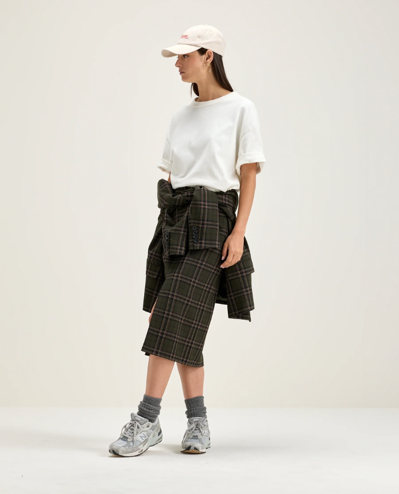 Checkered midi pencil skirt clearance