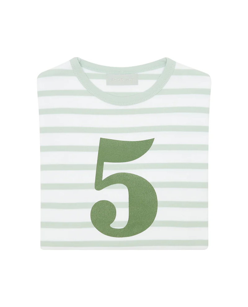 Bob and Blossom Powder Blue and White Striped Number T-Shirt