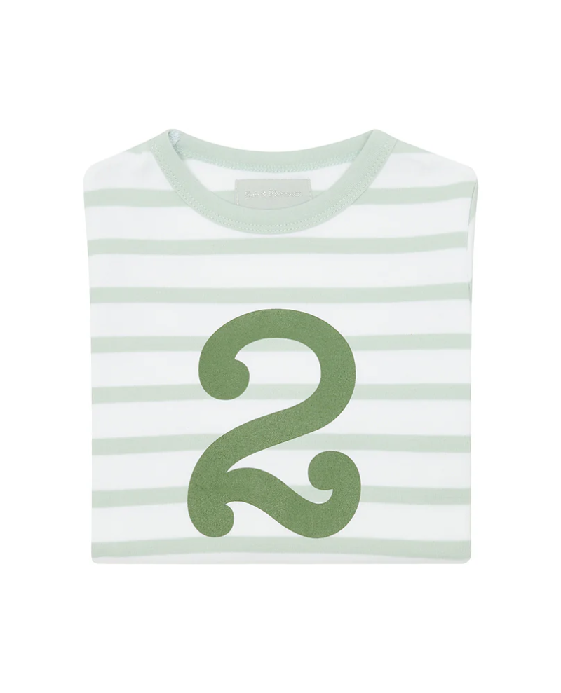 Bob and Blossom Powder Blue and White Striped Number T-Shirt
