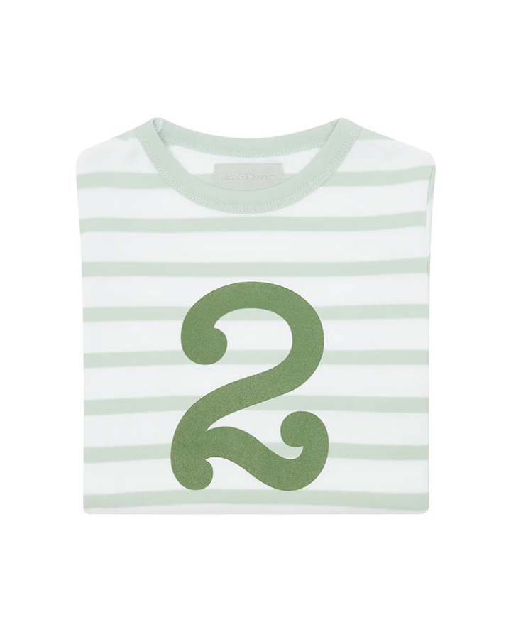 Bob and Blossom Powder Blue and White Striped Number T-Shirt
