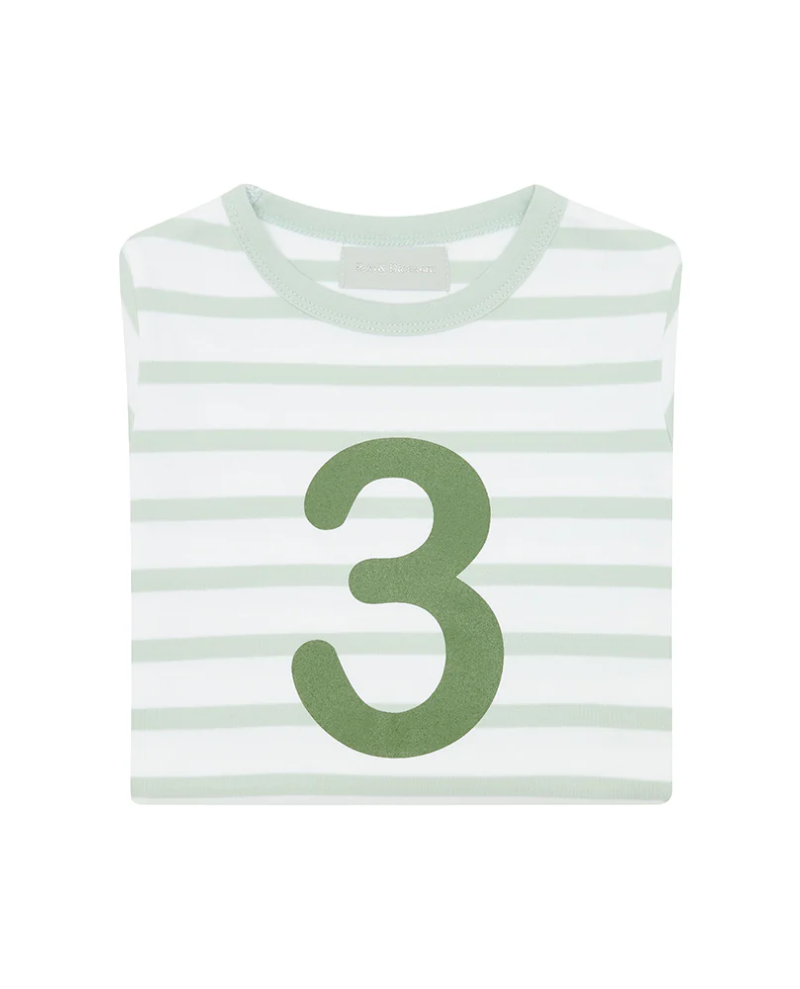 Bob and Blossom Powder Blue and White Striped Number T-Shirt