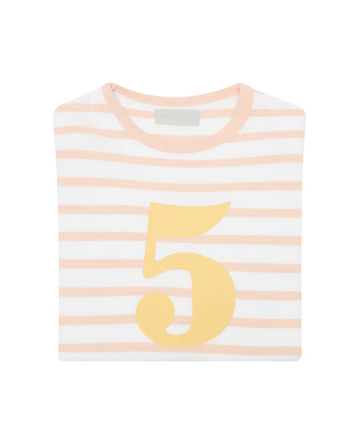 Bob and Blossom Powder Pink and White Striped Number T-Shirt