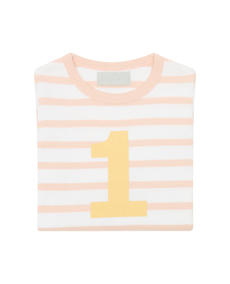 Bob and Blossom Powder Pink and White Striped Number T-Shirt