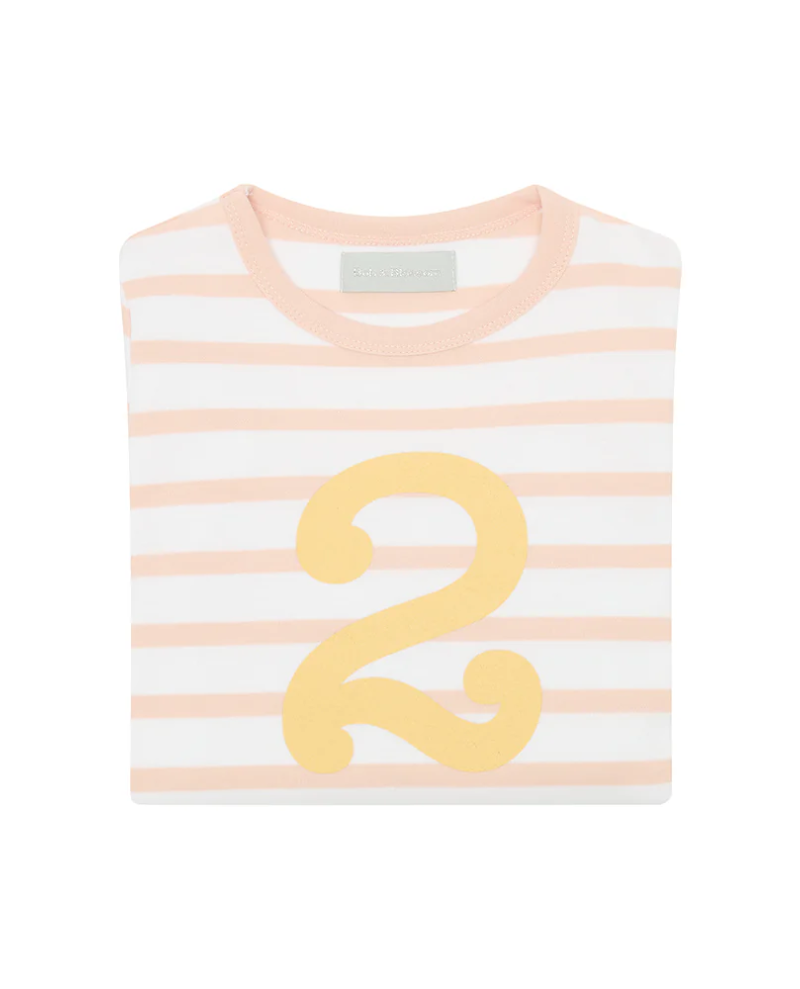 Bob and Blossom Powder Pink and White Striped Number T-Shirt