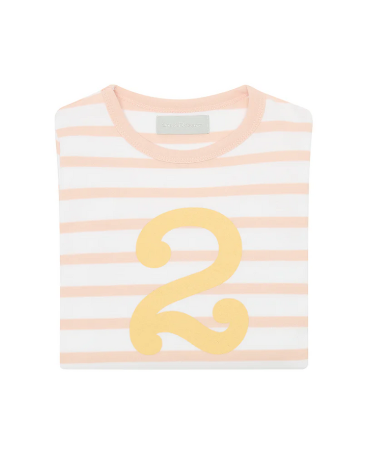 Bob and Blossom Powder Pink and White Striped Number T-Shirt