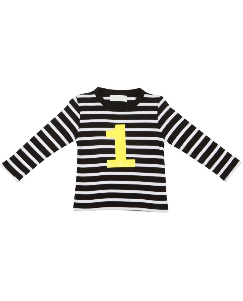 Bob and Blossom Black and White Striped Number T-Shirt