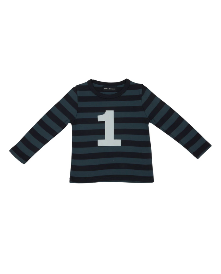 Bob and Blossom Blue and Navy Striped Number T-Shirt