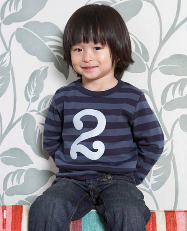Bob and Blossom Blue and Navy Striped Number T-Shirt