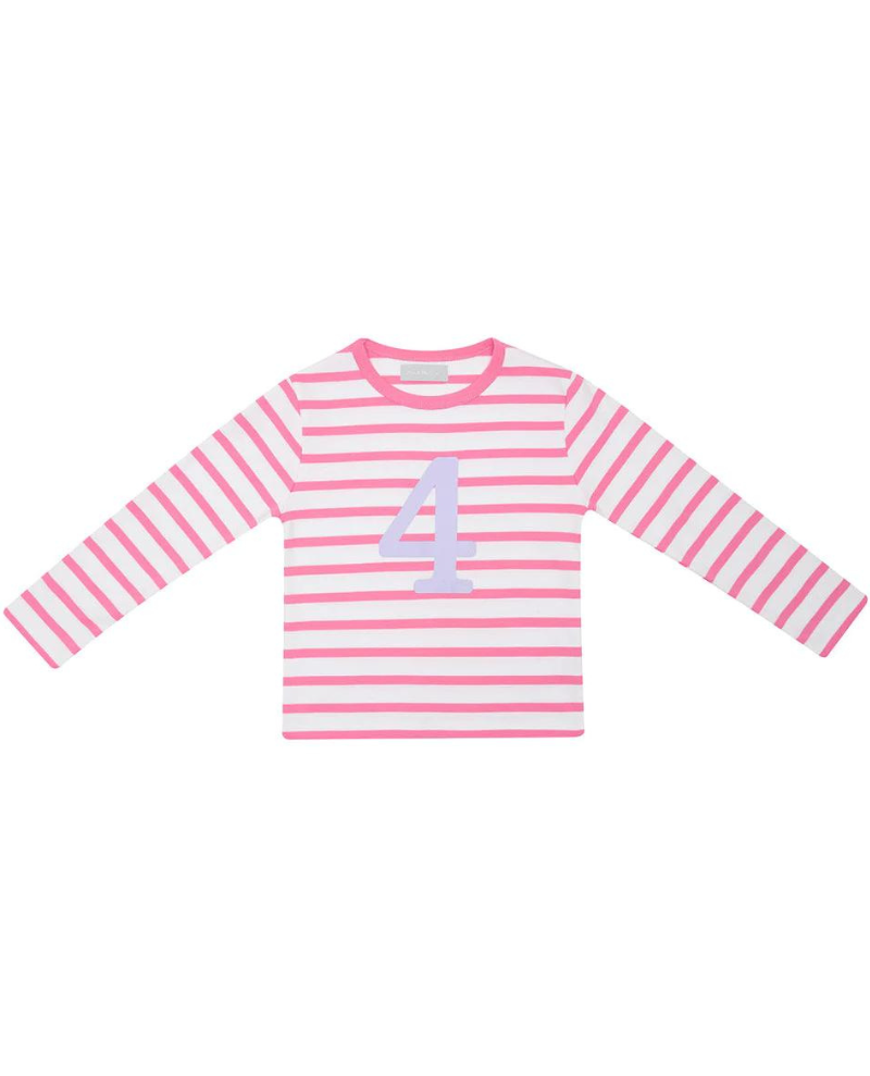Bob and Blossom Hot Pink and White Striped Number T-Shirt