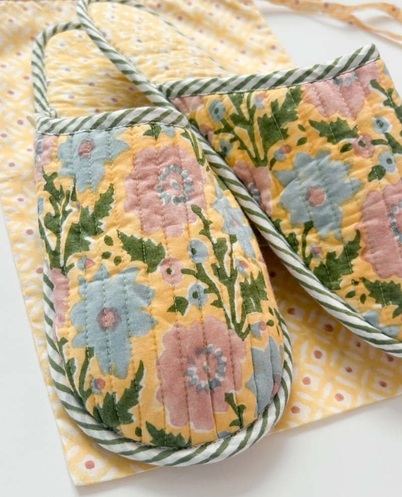 Bohemia Design Buttermilk Block Print Slippers