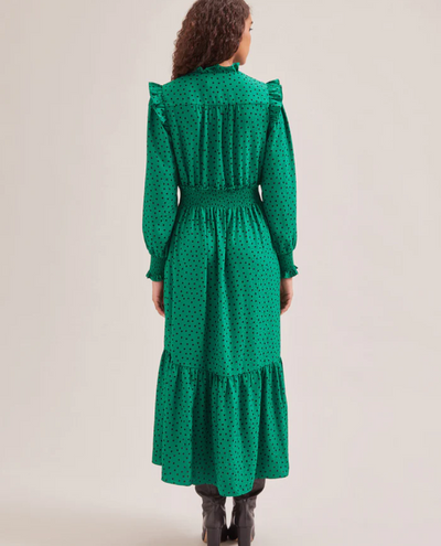 Cefinn Saskia Green Polka Dot Maxi Dress