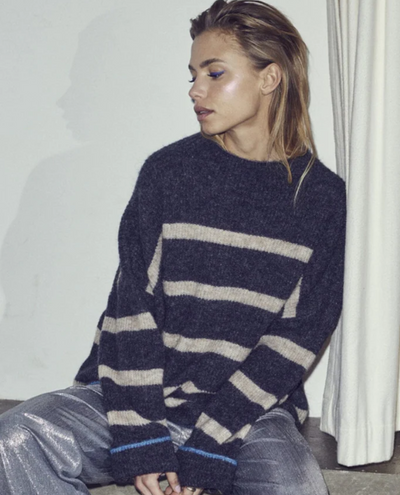 Cocouture Cozy Anthracite Stripe Turtleneck