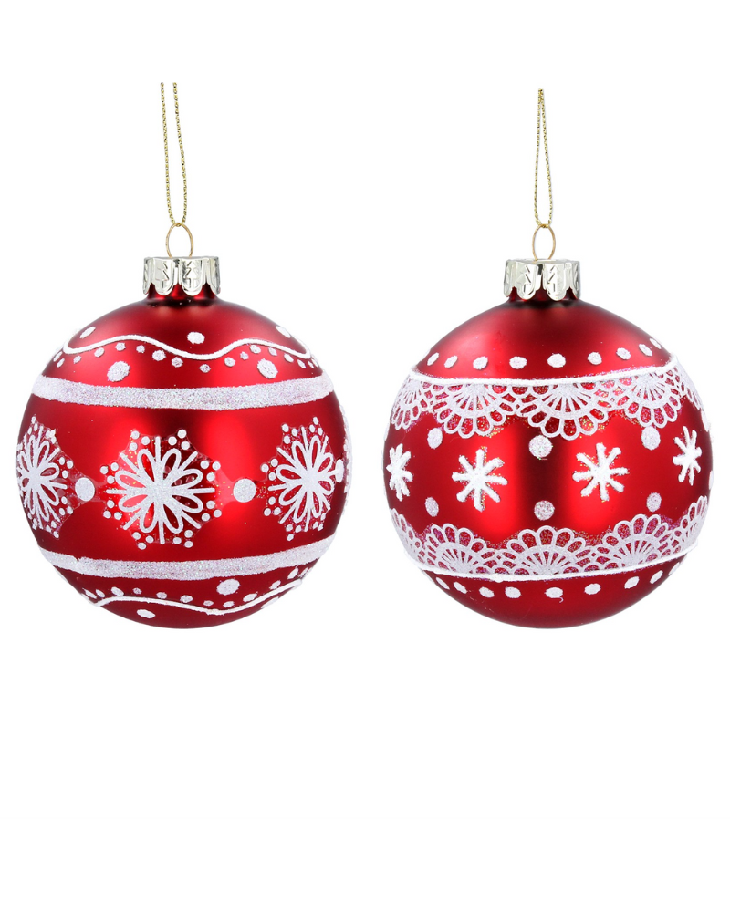 Gisela Graham Red/White Lace Bauble