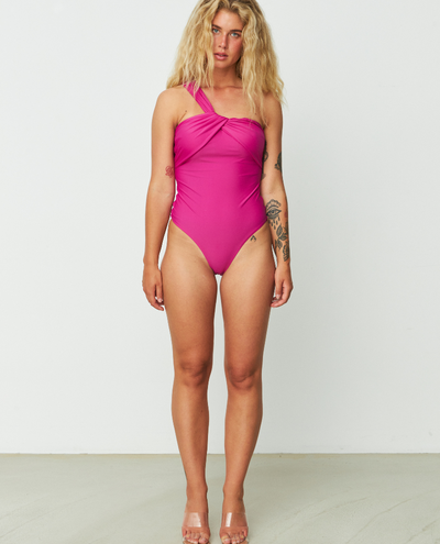 Cras Class Fuchsia Asymmetric Swimsuit