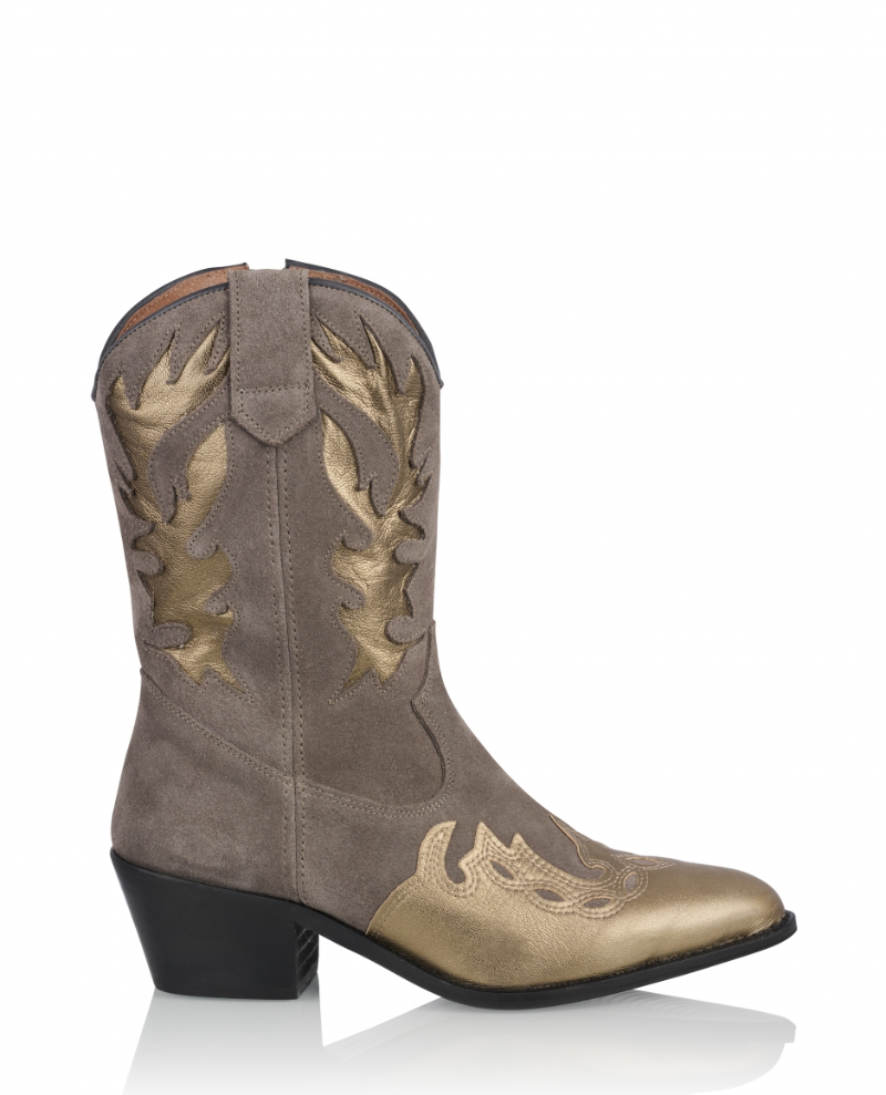 DWRS Bella Metallic Grey Suede Cowboy Boots