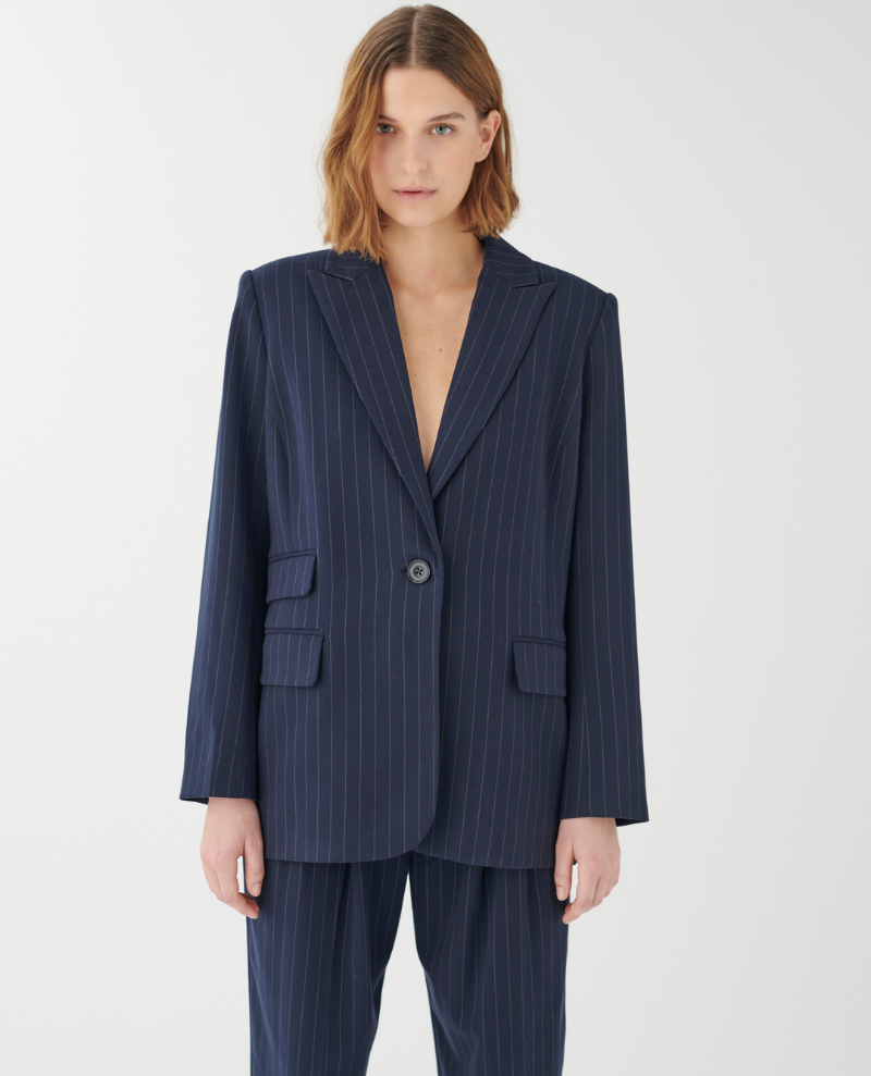 Dea Kudibal Vilettie Blue Pinstripe Blazer