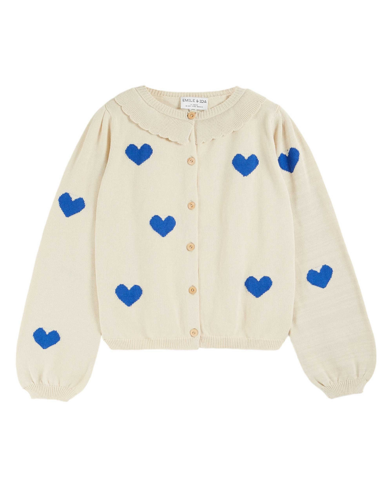 Emile & Ida Boum Cream Heart Cardigan