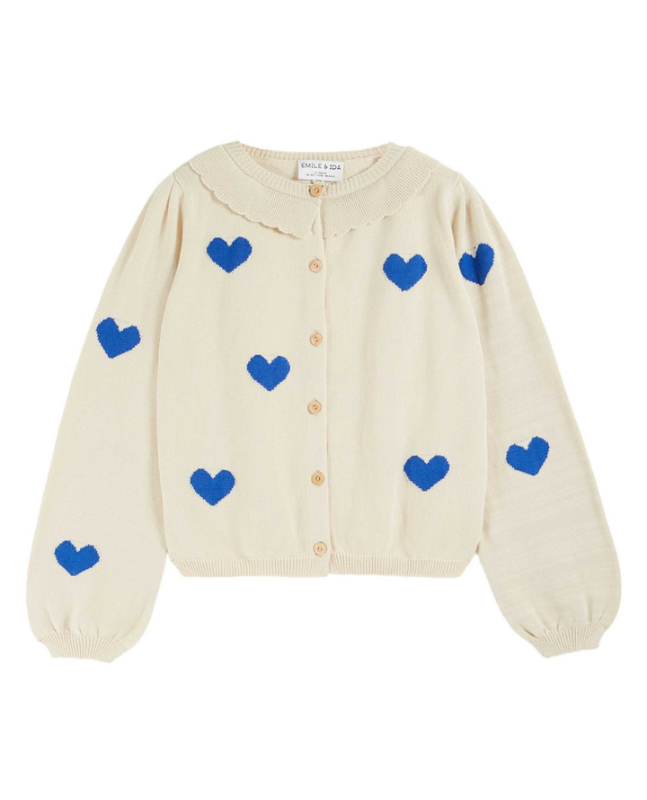 Emile & Ida Boum Cream Heart Cardigan