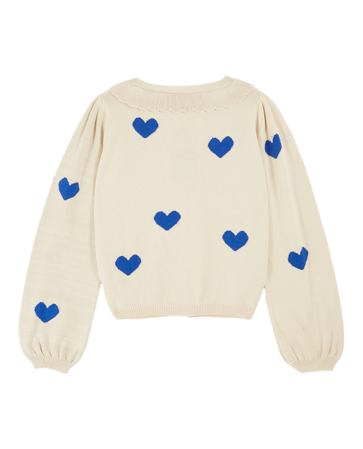 Emile & Ida Boum Cream Heart Cardigan