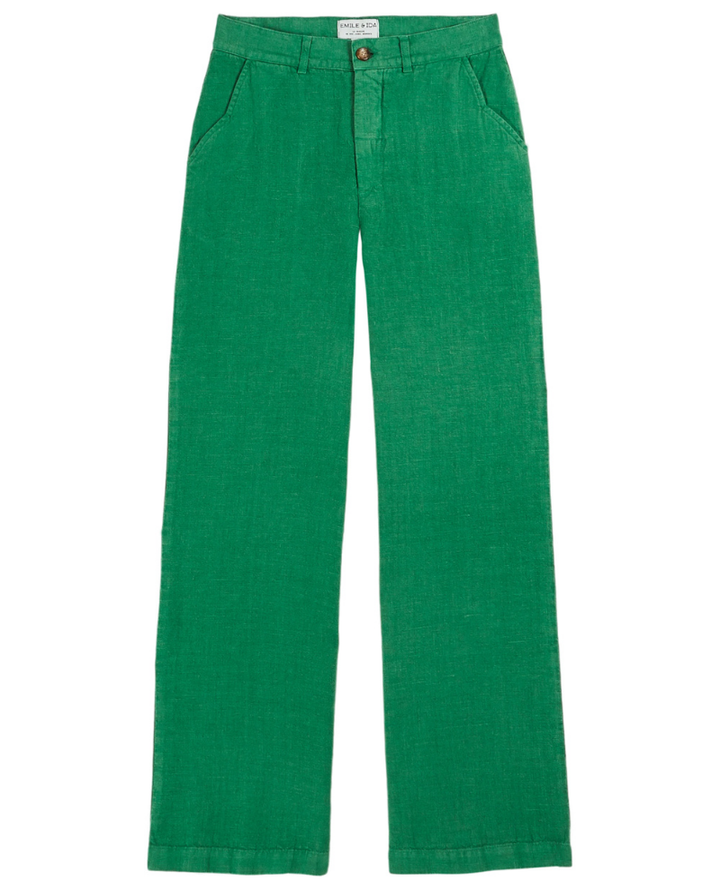 Emile & Ida Brio Clover Green Linen Trousers